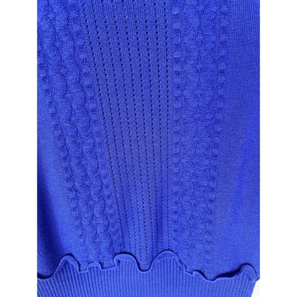 3.1 Phillip Lim Ruffled Sapphire Blue Wool Turtleneck Sweater Size Small - Picture 2 of 7